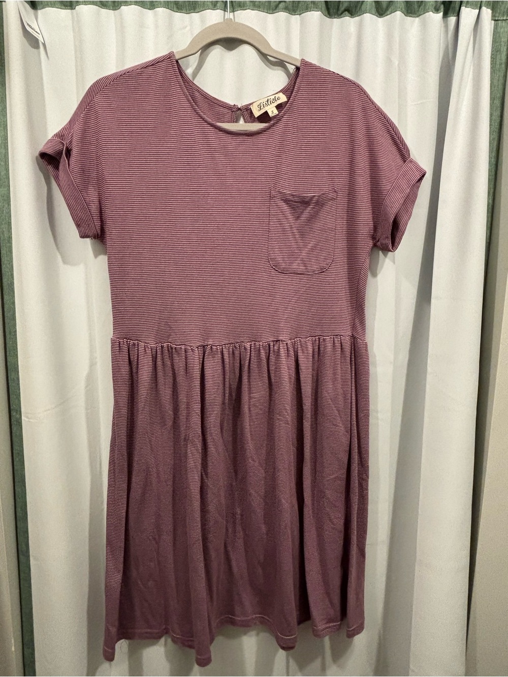 Listicle Purple Striped Short Sleeve Pocket Dress